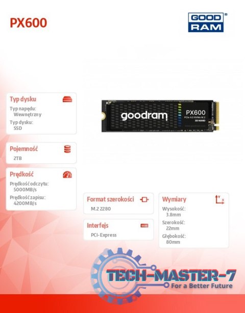 Dysk SSD PX600 2TB M.2 PCIe 4x4 NVMe 2280 Dysk SSD PX600 2TB M.2 PCIe 4x4 NVMe 2280
