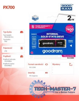 Dysk SSD PX700 2TB M.2 PCIe 2280 4x4 7400/6500MB/s