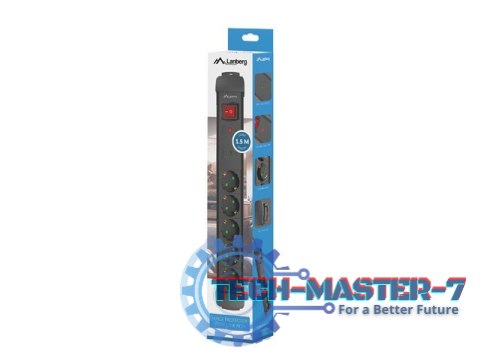 Listwa zasilająca 1.5m 5x230 SC SP1-05F-0150-BK Listwa zasilająca 1.5m 5x230 SC SP1-05F-0150-BK