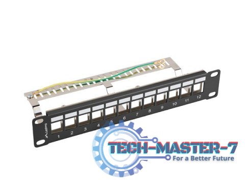 Patch Panel 12 Port 1U 10 cali FTP z organizatorem do modułów keystone czarny Patch Panel 12 Port 1U 10 cali FTP z organizatorem do modułów keystone czarny