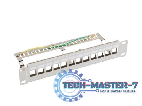 Patch Panel 12 Port 1U 10 cali FTP z organizerem do modułów keystone szary Patch Panel 12 Port 1U 10 cali FTP z organizerem do modułów keystone szary