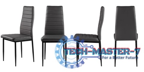 Zestaw krzeseł do jadalni salonu z ekoskóry 4 szt. wysokie oparcie - szare ModernHome ModernHome Zestaw krzeseł do jadalni salonu z ekoskóry 4 szt. wysokie oparcie - szare ModernHome ModernHome