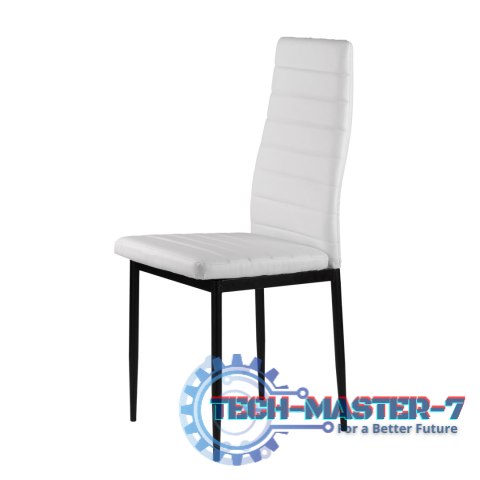 Zestaw krzeseł do jadalni salonu z krzesło ekoskóry 4 szt. wysokie oparcie - białe ModernHome ModernHome Zestaw krzeseł do jadalni salonu z krzesło ekoskóry 4 szt. wysokie oparcie - białe ModernHome ModernHome