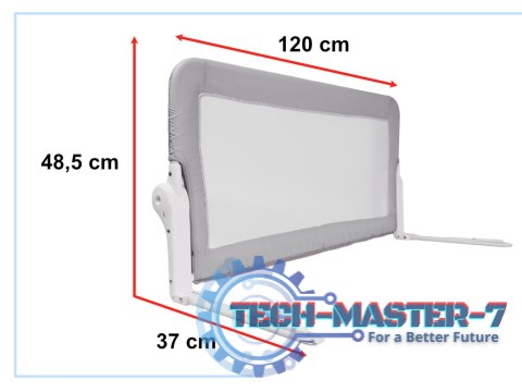 Barierka osłona ochronna do łóżka otwierana 120cm szara Barierka osłona ochronna do łóżka otwierana 120cm szara