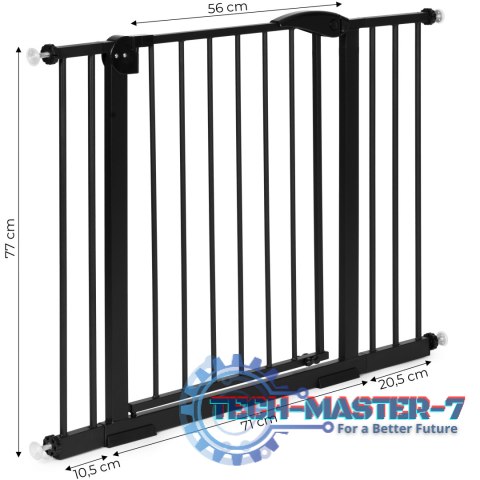 Bramka barierka zabezpieczająca 74-105 cm na schody i drzwi stal dodatkowe panele czarna ECOTOYS ECOTOYS Bramka barierka zabezpieczająca 74-105 cm na schody i drzwi stal dodatkowe panele czarna ECOTOYS ECOTOYS