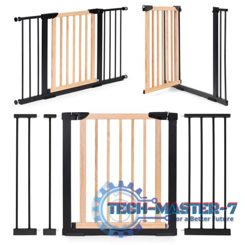 Bramka barierka zabezpieczająca 74-130 cm na schody i drzwi metal drewno dodatkowe panele ECOTOYS