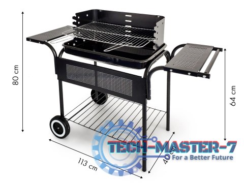 Grill ogrodowy metalowe półki regulacja rusztu koła MultiGarden MultiGarden Grill ogrodowy metalowe półki regulacja rusztu koła MultiGarden MultiGarden
