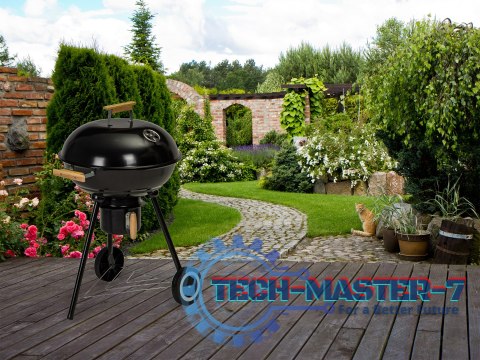 Grill ogrodowy z pokrywą popielnik metalowa półka koła transportowe MultiGarden MultiGarden Grill ogrodowy z pokrywą popielnik metalowa półka koła transportowe MultiGarden MultiGarden