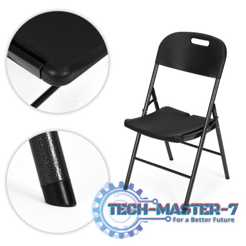 Komplet 2 krzeseł składanych zestaw cateringowy metal HDPE czarne ModernHome ModernHome Komplet 2 krzeseł składanych zestaw cateringowy metal HDPE czarne ModernHome ModernHome