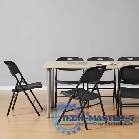 Komplet 2 krzeseł składanych zestaw cateringowy metal HDPE czarne ModernHome ModernHome Komplet 2 krzeseł składanych zestaw cateringowy metal HDPE czarne ModernHome ModernHome
