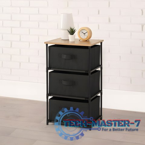 Szafka regał organizer tekstylny z wyciąganymi koszami 3 poziomy loft czarna ModernHome ModernHome Szafka regał organizer tekstylny z wyciąganymi koszami 3 poziomy loft czarna ModernHome ModernHome