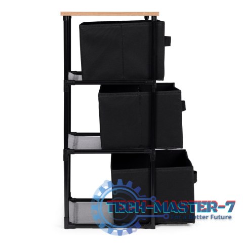 Szafka regał organizer tekstylny z wyciąganymi koszami 3 poziomy loft czarna ModernHome ModernHome Szafka regał organizer tekstylny z wyciąganymi koszami 3 poziomy loft czarna ModernHome ModernHome