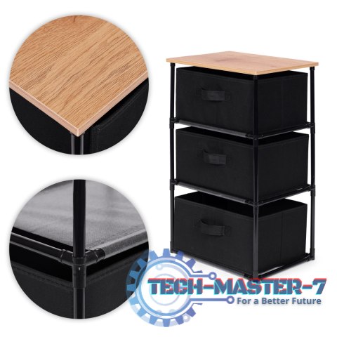 Szafka regał organizer tekstylny z wyciąganymi koszami 3 poziomy loft czarna ModernHome ModernHome Szafka regał organizer tekstylny z wyciąganymi koszami 3 poziomy loft czarna ModernHome ModernHome