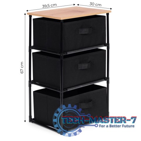 Szafka regał organizer tekstylny z wyciąganymi koszami 3 poziomy loft czarna ModernHome ModernHome Szafka regał organizer tekstylny z wyciąganymi koszami 3 poziomy loft czarna ModernHome ModernHome
