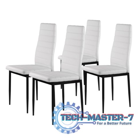 Zestaw krzeseł do jadalni salonu z krzesło ekoskóry 4 szt. wysokie oparcie - białe ModernHome ModernHome Zestaw krzeseł do jadalni salonu z krzesło ekoskóry 4 szt. wysokie oparcie - białe ModernHome ModernHome