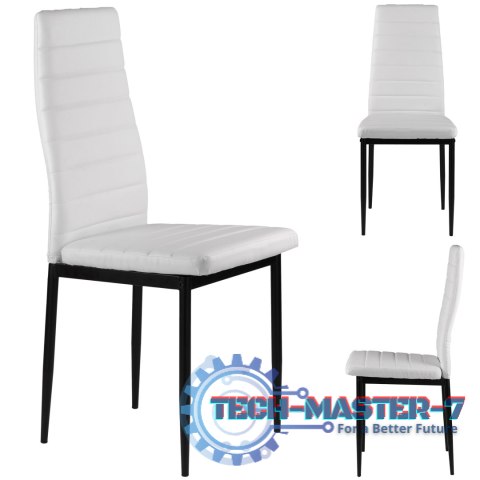 Zestaw krzeseł do jadalni salonu z krzesło ekoskóry 4 szt. wysokie oparcie - białe ModernHome ModernHome Zestaw krzeseł do jadalni salonu z krzesło ekoskóry 4 szt. wysokie oparcie - białe ModernHome ModernHome