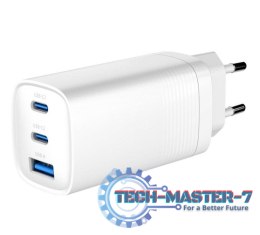 GEMBIRD SZYBKA ŁADOWARKA USB POWER DELIVERY USB TYPU C, 3X USB, 65 W, GAN BIAŁA