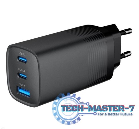 GEMBIRD SZYBKA ŁADOWARKA USB POWER DELIVERY USB TYPU C, 3X USB, 65 W, GAN CZARNA