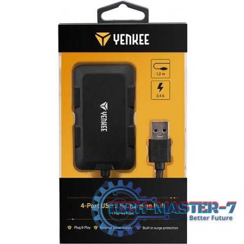 Hub ładujący z 4 portami USB YHB 4341BK, Hub ładujący z 4 portami USB YHB 4341BK,