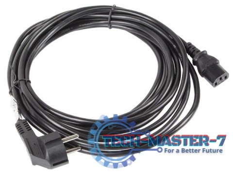 Kabel zasilający CEE 7/7 - IEC 320 C13 VDE 5M czarny Kabel zasilający CEE 7/7 - IEC 320 C13 VDE 5M czarny