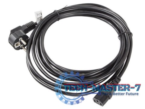Kabel zasilający CEE 7/7 - IEC 320 C13 VDE 5M czarny Kabel zasilający CEE 7/7 - IEC 320 C13 VDE 5M czarny
