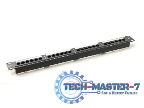 Patch panel 19" 24 porty, kat.5e, U/UTP, 1U, czarny (kompletny) Patch panel 19" 24 porty, kat.5e, U/UTP, 1U, czarny (kompletny)