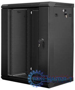 Szafa instalacyjna wisząca 19'' 15U 600X450mm czarna (drzwi szklane)