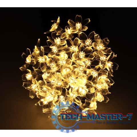 Lampki ogrodowe solarne kwiatki 7m 50LED ciepły biały Lampki ogrodowe solarne kwiatki 7m 50LED ciepły biały