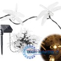 Lampki ogrodowe solarne ważki 6,5m 30LED ciepły biały