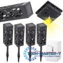 Lampa solarna ogrodowa ażurowa latarenka lamion LED czujnik zmierzchu wbijana 4szt.