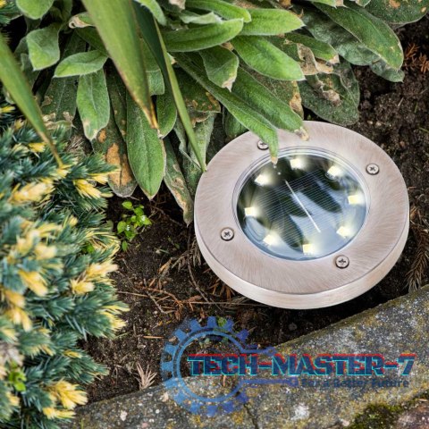Lampy ogrodowe solarne najazdowe gruntowe czujnik zmierzchu wbijane świecący dysk 8LED 4szt. ciepły biały Lampy ogrodowe solarne najazdowe gruntowe czujnik zmierzchu wbijane świecący dysk 8LED 4szt. ciepły biały