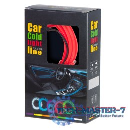 Oświetlenie ambientowe LED do samochodu / auta USB / 12V taśma 5m czerwona
