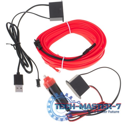 Oświetlenie ambientowe LED do samochodu / auta USB / 12V taśma 5m czerwona Oświetlenie ambientowe LED do samochodu / auta USB / 12V taśma 5m czerwona