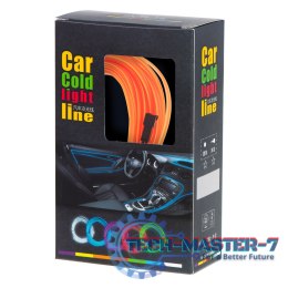Oświetlenie ambientowe LED do samochodu / auta USB / 12V taśma 5m pomarańczowa