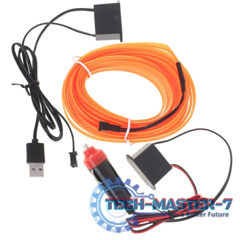 Oświetlenie ambientowe LED do samochodu / auta USB / 12V taśma 5m pomarańczowa Oświetlenie ambientowe LED do samochodu / auta USB / 12V taśma 5m pomarańczowa