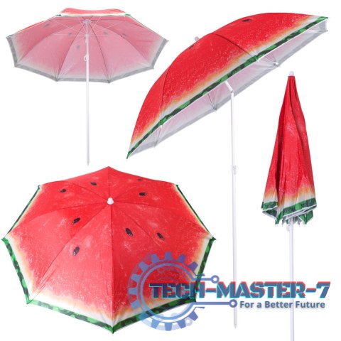 Parasol ogrodowy plażowy regulowany łamany 150cm arbuz UV Parasol ogrodowy plażowy regulowany łamany 150cm arbuz UV