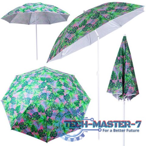 Parasol ogrodowy plażowy regulowany łamany 150cm liście UV Parasol ogrodowy plażowy regulowany łamany 150cm liście UV