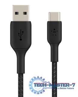 Kabel Braided USB-C USB-A 15cm czarny