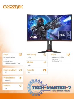 Monitor C32G2ZE/BK 31.5 cala VA Curved 240Hz HDMIx2 DP