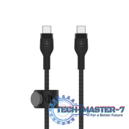 Kabel BoostCharge USB-C/USB-C silikonowy w oplocie 2m, czarny