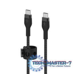 Kabel BoostCharge USB-C/USB-C silikonowy w oplocie 2m, czarny