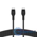 Kabel BoostCharge USB-C/USB-C silikonowy w oplocie 2m, czarny