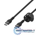 Kabel BoostCharge USB-C/USB-C silikonowy w oplocie 2m, czarny