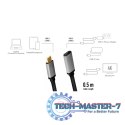 Kabel USB-C M/F,4K/60Hz aluminiowy 0.5m