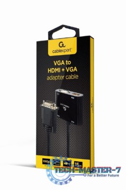Konwerter sygnału VGA do HDMI + VGA czarny, 15 cm