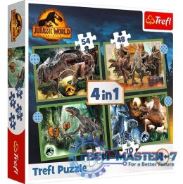 Puzzle 4w1 Groźne dinozaury Jurassic World