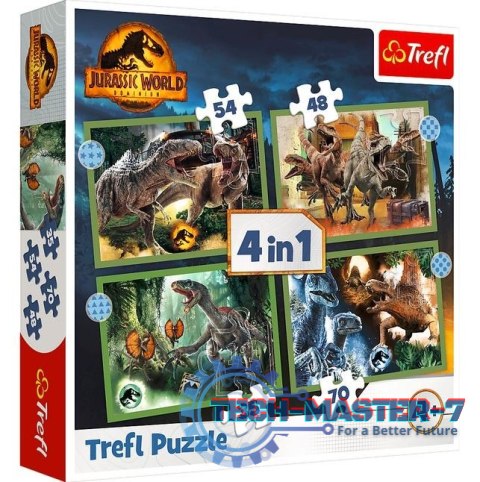 Puzzle 4w1 Groźne dinozaury Jurassic World