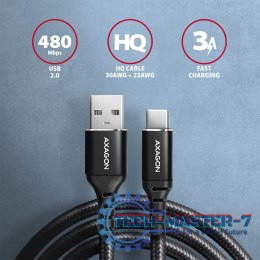 BUCM-AM10AB Kabel USB-C - USB-A, 1.0m USB 2.0, 3A, ALU, oplot Czarny