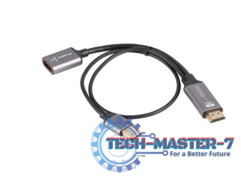 Adapter HDMI(M)-Displayport(F)4K na kablu 20cm srebrny Adapter HDMI(M)-Displayport(F)4K na kablu 20cm srebrny