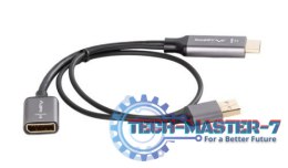 Adapter HDMI(M)-Displayport(F)4K na kablu 20cm srebrny
